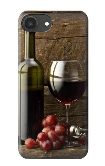 S1316 ブドウのボトルと赤ワインのグラス Grapes Bottle and Glass of Red Wine iPhone 16e, 17e バックケース、フリップケース・カバー