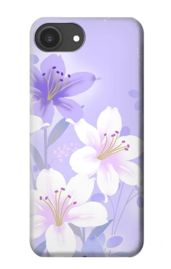 S2361 紫の花 Purple White Flowers iPhone 16e, 17e バックケース、フリップケース・カバー
