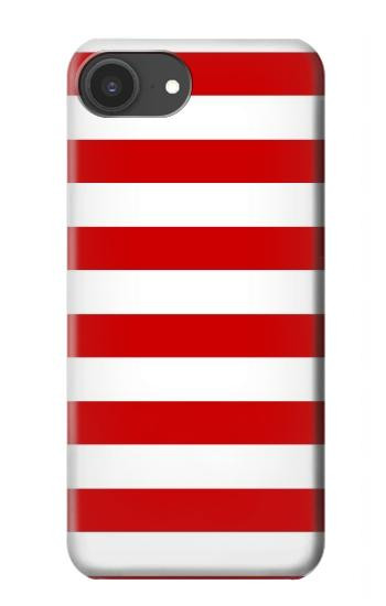 S2364 赤と白のストライプ Red and White Striped iPhone 16e, 17e バックケース、フリップケース・カバー