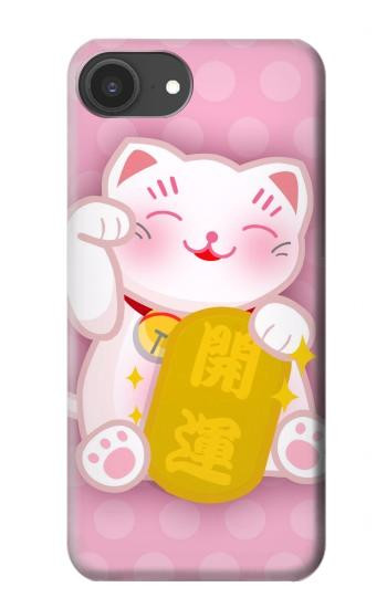 S3025 招き猫 Pink Maneki Neko Lucky Cat iPhone 16e, 17e バックケース、フリップケース・カバー
