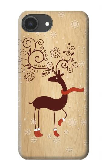 S3081 トナカイ Wooden Raindeer Graphic Printed iPhone 16e, 17e バックケース、フリップケース・カバー