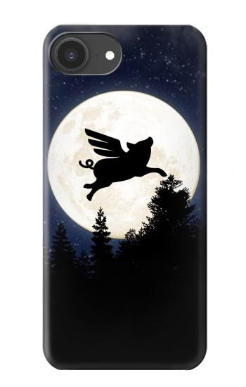S3289 飛豚 満月 Flying Pig Full Moon Night iPhone 16e, 17e バックケース、フリップケース・カバー