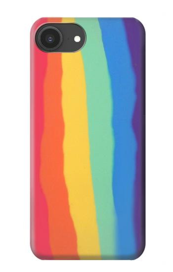 S3799 かわいい縦水彩レインボー Cute Vertical Watercolor Rainbow iPhone 16e, 17e バックケース、フリップケース・カバー