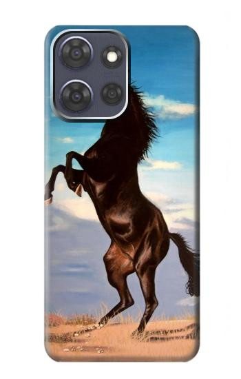 S0934 黒野生馬 Wild Black Horse Motorola Moto G Power (2025,2026) バックケース、フリップケース・カバー