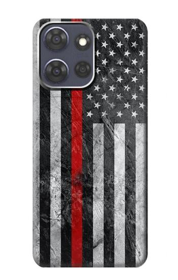 S3687 消防士細い赤い線アメリカの国旗 Firefighter Thin Red Line American Flag Motorola Moto G Power (2025,2026) バックケース、フリップケース・カバー