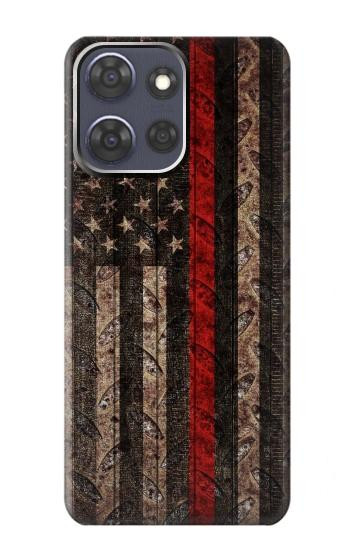 S3804 消防士メタルレッドラインフラググラフィック Fire Fighter Metal Red Line Flag Graphic Motorola Moto G Power (2025,2026) バックケース、フリップケース・カバー