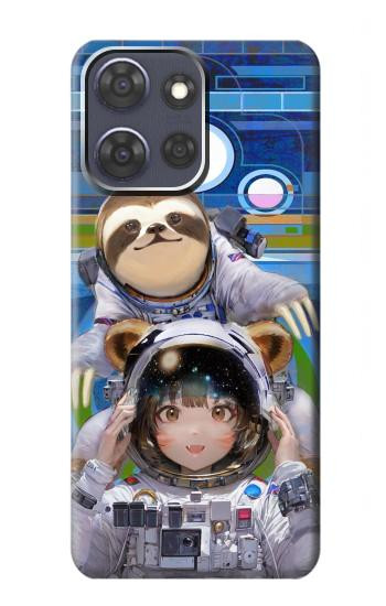 S3915 アライグマの女子 赤ちゃんナマケモノ宇宙飛行士スーツ Raccoon Girl Baby Sloth Astronaut Suit Motorola Moto G Power (2025,2026) バックケース、フリップケース・カバー