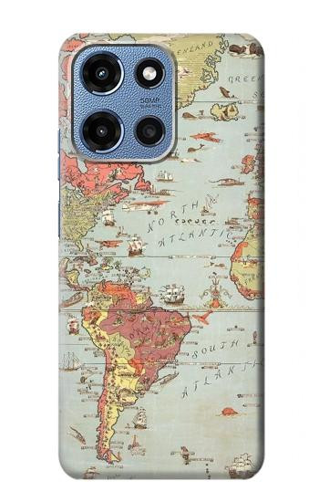 S3418 ヴィンテージの世界地図 Vintage World Map Motorola Moto G 5G (2025) バックケース、フリップケース・カバー
