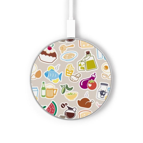S2321 飲食パターン Food and Drink Seamless ワイヤレス充電パッド 15W タイプC iPhone Android LEDライト充電ステーション