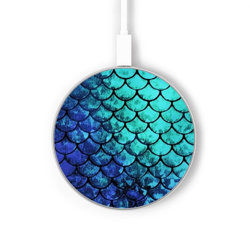 S3047 緑人魚のスケール Green Mermaid Fish Scale ワイヤレス充電パッド 15W タイプC iPhone Android LEDライト充電ステーション