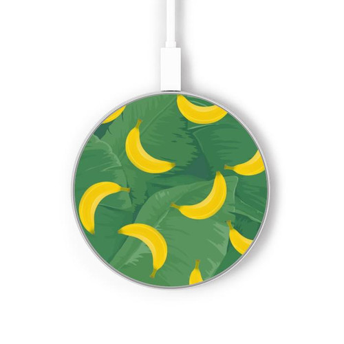S3286 バナナの果物柄 Banana Fruit Pattern ワイヤレス充電パッド 15W タイプC iPhone Android LEDライト充電ステーション