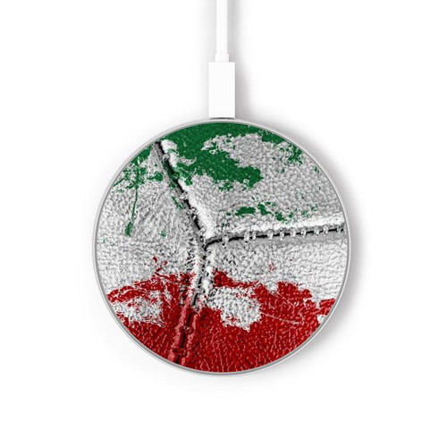 S3318 イタリアの旗ビンテージフットボールのグラフィック Italy Flag Vintage Football Graphic ワイヤレス充電パッド 15W タイプC iPhone Android LEDライト充電ステーション