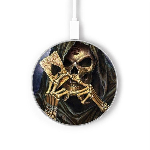 S3594 死神ポーカー Grim Reaper Wins Poker ワイヤレス充電パッド 15W タイプC iPhone Android LEDライト充電ステーション