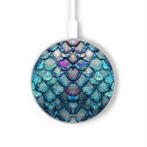 S3809 人魚の鱗 Mermaid Fish Scale ワイヤレス充電パッド 15W タイプC iPhone Android LEDライト充電ステーション