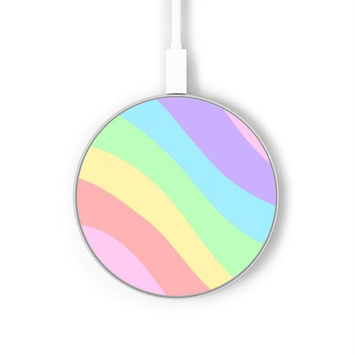 S3810 パステルユニコーンサマー波 Pastel Unicorn Summer Wave ワイヤレス充電パッド 15W タイプC iPhone Android LEDライト充電ステーション