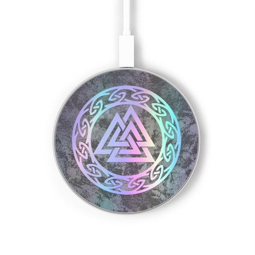 S3833 Walknat オーディン Watans Knot Hrungnir Heart Valknut Odin Wotans Knot Hrungnir Heart ワイヤレス充電パッド 15W タイプC iPhone Android LEDライト充電ステーション