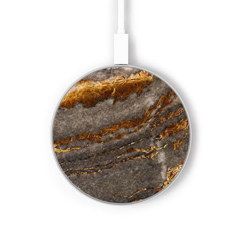 S3886 灰色の大理石の岩 Gray Marble Rock ワイヤレス充電パッド 15W タイプC iPhone Android LEDライト充電ステーション