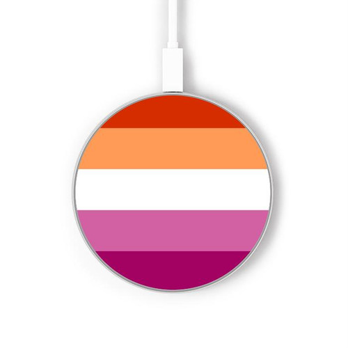 S3887 レズビアンプライドフラッグ Lesbian Pride Flag ワイヤレス充電パッド 15W タイプC iPhone Android LEDライト充電ステーション