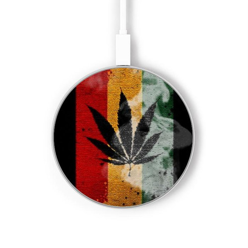S3890 レゲエ ラスタ フラッグ スモーク Reggae Rasta Flag Smoke ワイヤレス充電パッド 15W タイプC iPhone Android LEDライト充電ステーション