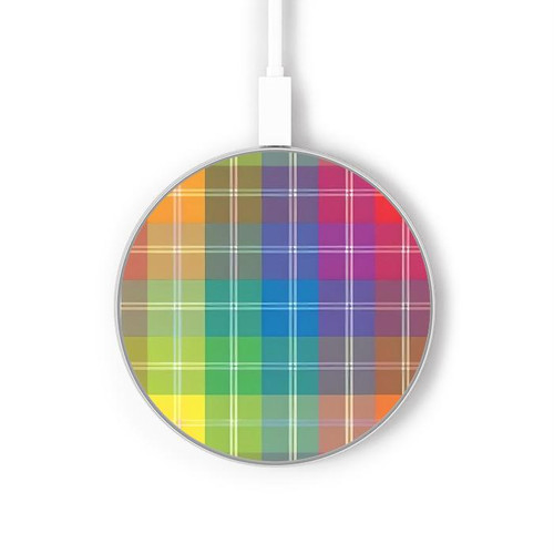 S3942 LGBTQ レインボーチェック柄タータンチェック LGBTQ Rainbow Plaid Tartan ワイヤレス充電パッド 15W タイプC iPhone Android LEDライト充電ステーション