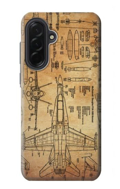 S3868 航空機の設計図の古い紙 Aircraft Blueprint Old Paper Samsung Galaxy A36 バックケース、フリップケース・カバー