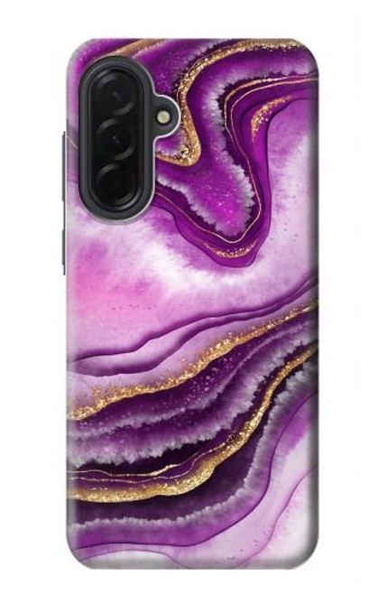 S3896 紫色の大理石の金の筋 Purple Marble Gold Streaks Samsung Galaxy A36 バックケース、フリップケース・カバー