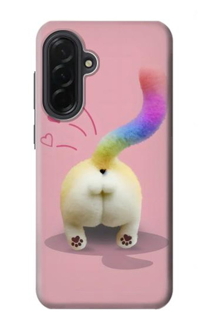 S3923 猫のお尻の虹のしっぽ Cat Bottom Rainbow Tail Samsung Galaxy A36 バックケース、フリップケース・カバー