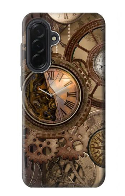 S3927 コンパスクロックゲージスチームパンク Compass Clock Gage Steampunk Samsung Galaxy A36 バックケース、フリップケース・カバー