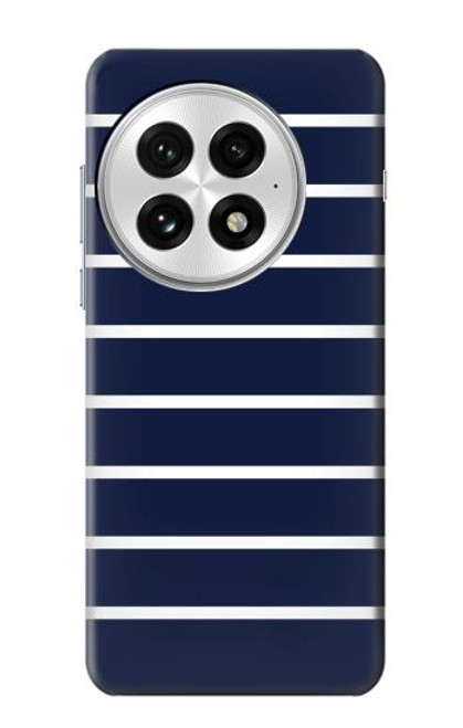 S2767 ネイビーホワイトストライプ Navy White Striped OnePlus 13 バックケース、フリップケース・カバー