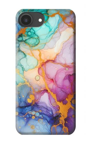 S4001 マルチカラーの抽象画 ライラック エメラルド Multicolored Abstract Lilac Emerald iPhone 16e, 17e バックケース、フリップケース・カバー