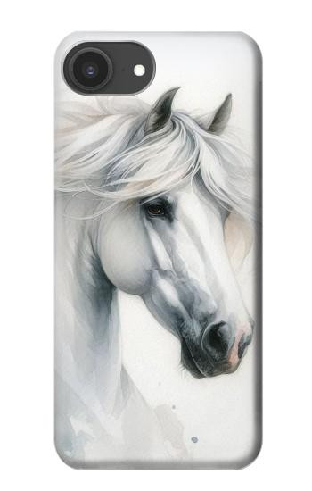 S4025 白馬の絵 White Horse Painting iPhone 16e, 17e バックケース、フリップケース・カバー