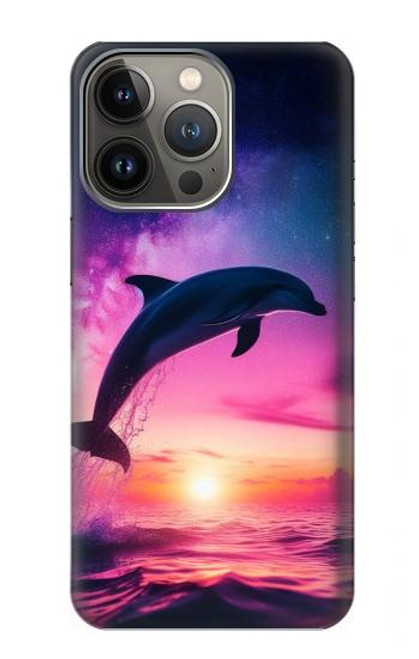 S3980 イルカの夕焼けと天の川 Dolphin Sunset Milky Way iPhone 14 Pro バックケース、フリップケース・カバー