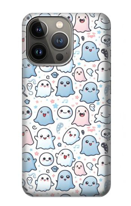 S4013 シームレスでかわいい幽霊の絵 Seamless Cute Ghost Pattern iPhone 14 Pro バックケース、フリップケース・カバー