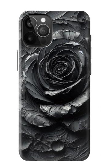 S3969 黒いバラの力強い筆遣い Black Rose Hard Brush Stroke iPhone 12 Pro Max バックケース、フリップケース・カバー