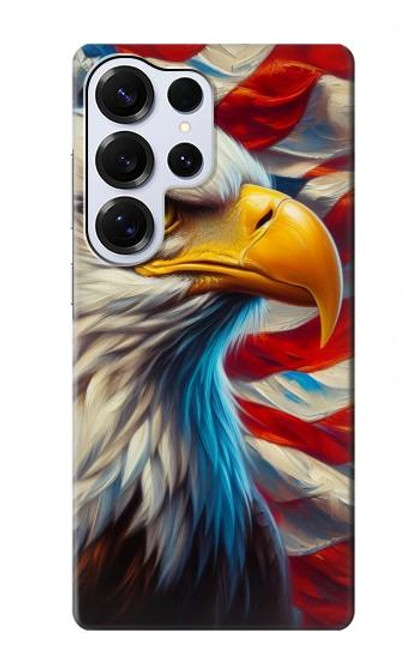 S3967 ハクトウワシのアメリカ国旗 Bald Eagle American Flag Samsung Galaxy S25 Ultra バックケース、フリップケース・カバー