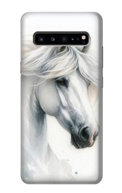 S4025 白馬の絵 White Horse Painting Samsung Galaxy S10 5G バックケース、フリップケース・カバー