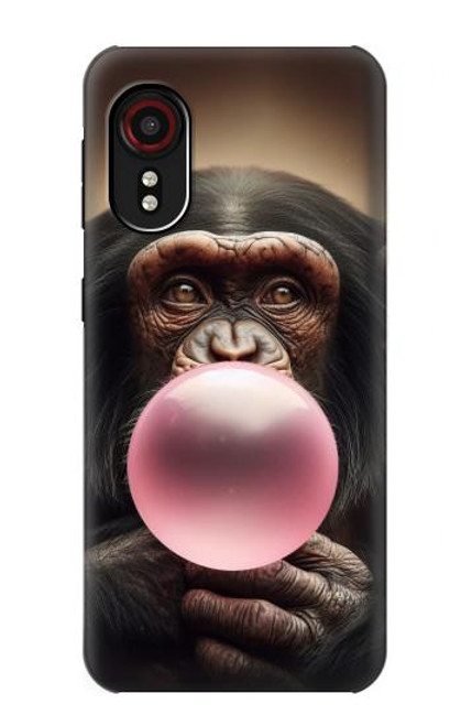 S3973 ピンクの風船ガムを吹くチンパンジー Chimpanzee Blowing Pink Bubblegum Samsung Galaxy Xcover 5 バックケース、フリップケース・カバー