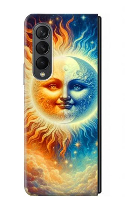 S3966 芸術的な太陽と月 Artistic Sun Moon Samsung Galaxy Z Fold 3 5G バックケース、フリップケース・カバー