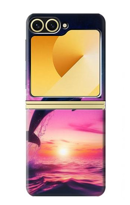 S3980 イルカの夕焼けと天の川 Dolphin Sunset Milky Way Samsung Galaxy Z Flip 6, Flip 7 FE バックケース、フリップケース・カバー