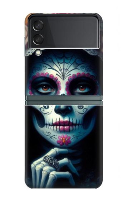 S3990 少女の頭蓋骨 スチームパンク ゴシック Girl Skull Steam Punk Gothic Samsung Galaxy Z Flip 3 5G バックケース、フリップケース・カバー