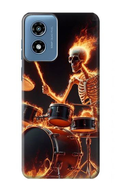 S3985 火の頭蓋骨のドラマー Fire Skull Drummer Motorola Moto G Play 4G (2024) バックケース、フリップケース・カバー S3985 火の頭蓋骨のドラマー Fire Skull Drummer Motorola Moto G Play 4G (2024) バックケース、フリップケース・カバー