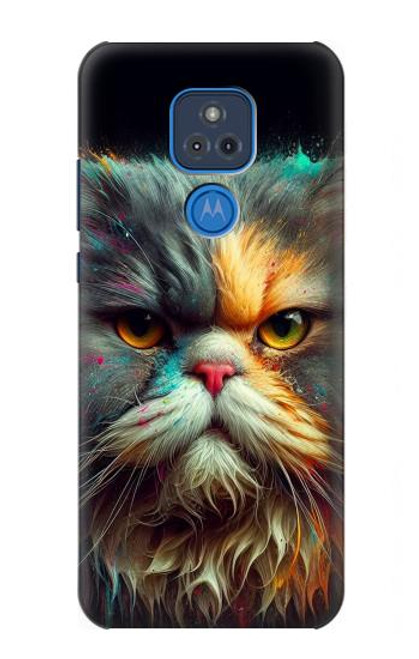 S3971 色を塗った猫 Cat Painted Color Motorola Moto G Play (2021) バックケース、フリップケース・カバー