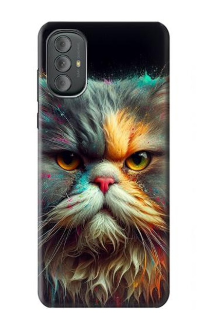 S3971 色を塗った猫 Cat Painted Color Motorola Moto G Power 2022, G Play 2023 バックケース、フリップケース・カバー S3971 色を塗った猫 Cat Painted Color Motorola Moto G Power 2022, G Play 2023 バックケース、フリップケース・カバー