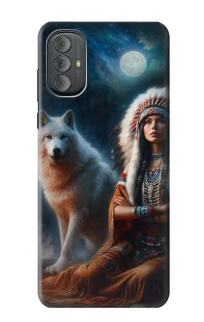 S3995 グリムウルフのインディアンガール Grim Wolf Indian Girl Motorola Moto G Power 2022, G Play 2023 バックケース、フリップケース・カバー S3995 グリムウルフのインディアンガール Grim Wolf Indian Girl Motorola Moto G Power 2022, G Play 2023 バックケース、フリップケース・カバー