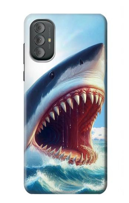 S4004 油絵 巨大サメ Oil Color Painting Giant Shark Motorola Moto G Power 2022, G Play 2023 バックケース、フリップケース・カバー S4004 油絵 巨大サメ Oil Color Painting Giant Shark Motorola Moto G Power 2022, G Play 2023 バックケース、フリップケース・カバー