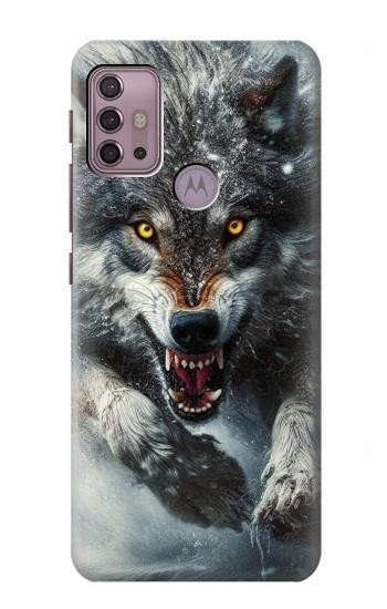 S3965 怒ったオオカミが走る Angry Wolf Running Motorola Moto G30, G20, G10 バックケース、フリップケース・カバー