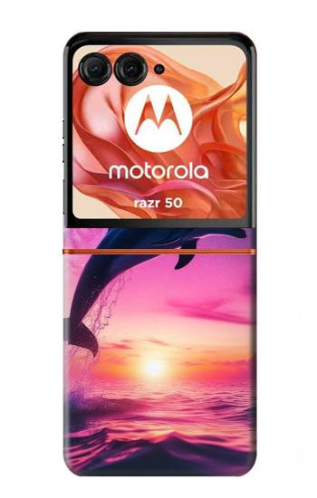 S3980 イルカの夕焼けと天の川 Dolphin Sunset Milky Way Motorola Razr 70,60,50, Razr (2026, 2025, 2024) バックケース、フリップケース・カバー