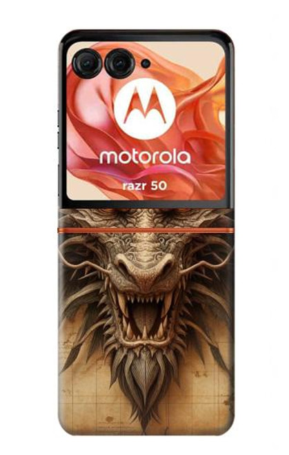 S3981 龍の頭の古地図 Dragon Head Old Map Motorola Razr 50 バックケース、フリップケース・カバー