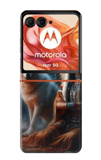 S3995 グリムウルフのインディアンガール Grim Wolf Indian Girl Motorola Razr 70,60,50, Razr (2026, 2025, 2024) バックケース、フリップケース・カバー