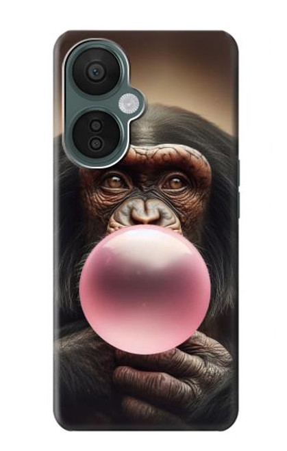 S3973 ピンクの風船ガムを吹くチンパンジー Chimpanzee Blowing Pink Bubblegum OnePlus Nord CE 3 Lite, Nord N30 5G バックケース、フリップケース・カバー